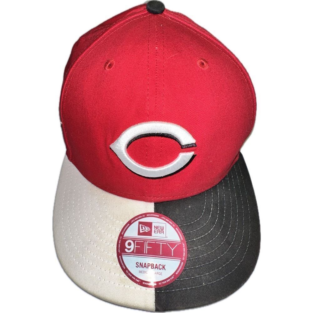 Cincinatti Reds New‎ Era 9Fifty SnapBack Split Visor White Black Red Hat Cap M-L